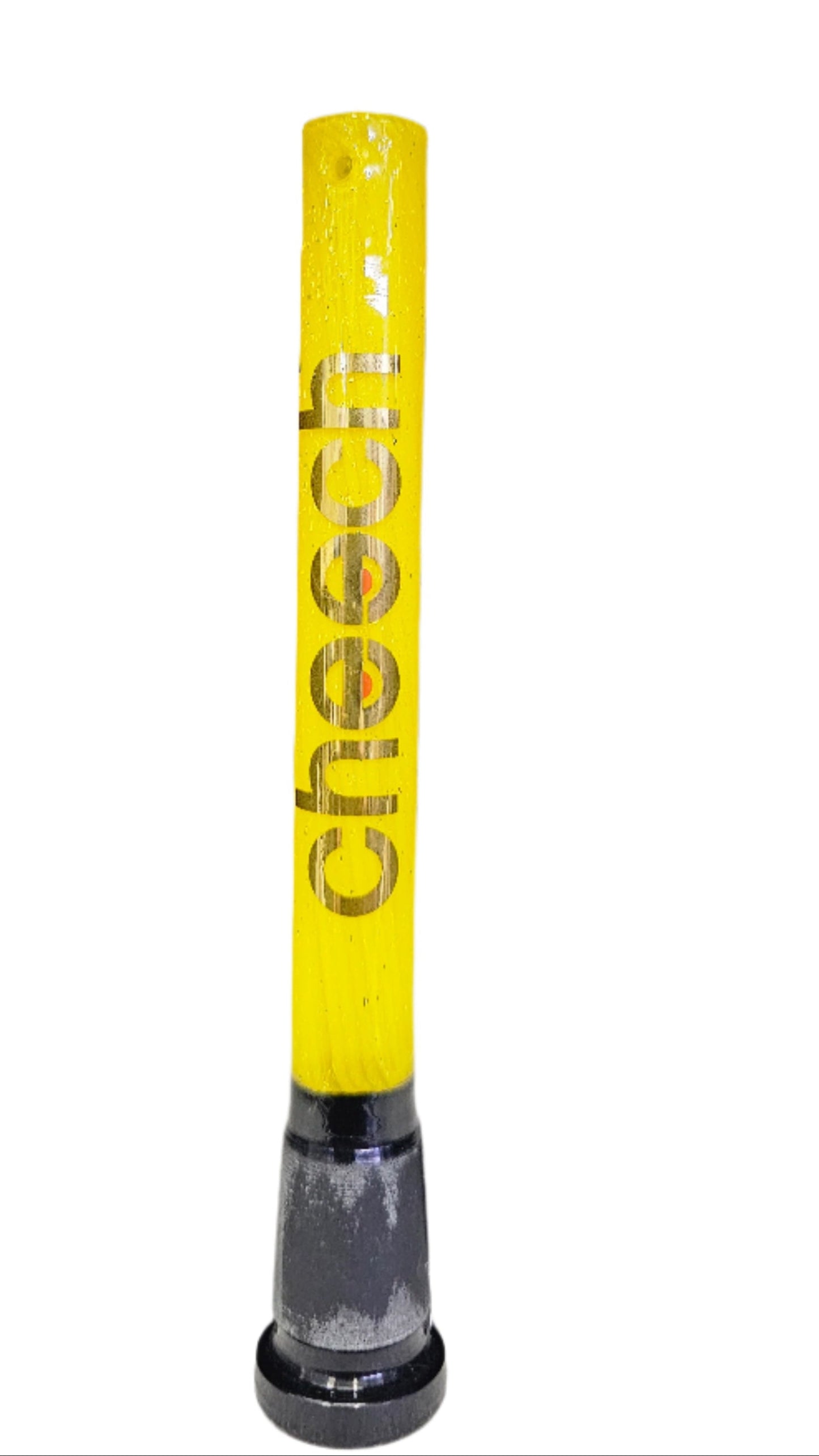 Yellow Cheech dichro glass bong downstem with speckled finish and 14mm joint. - The Wee Smoke Shop