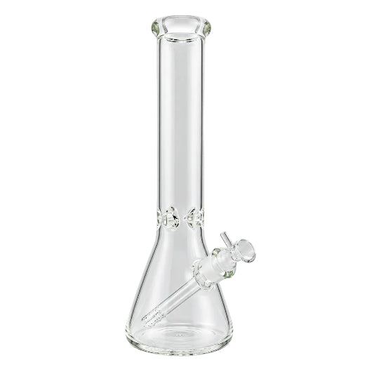 Clear glass water pipe on a white background
