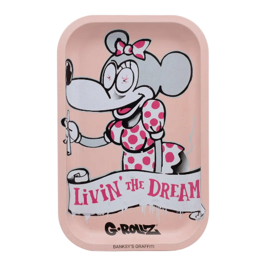 Featuring G-Rollz Banksy's Graffiti Medium Rolling Tray on white background