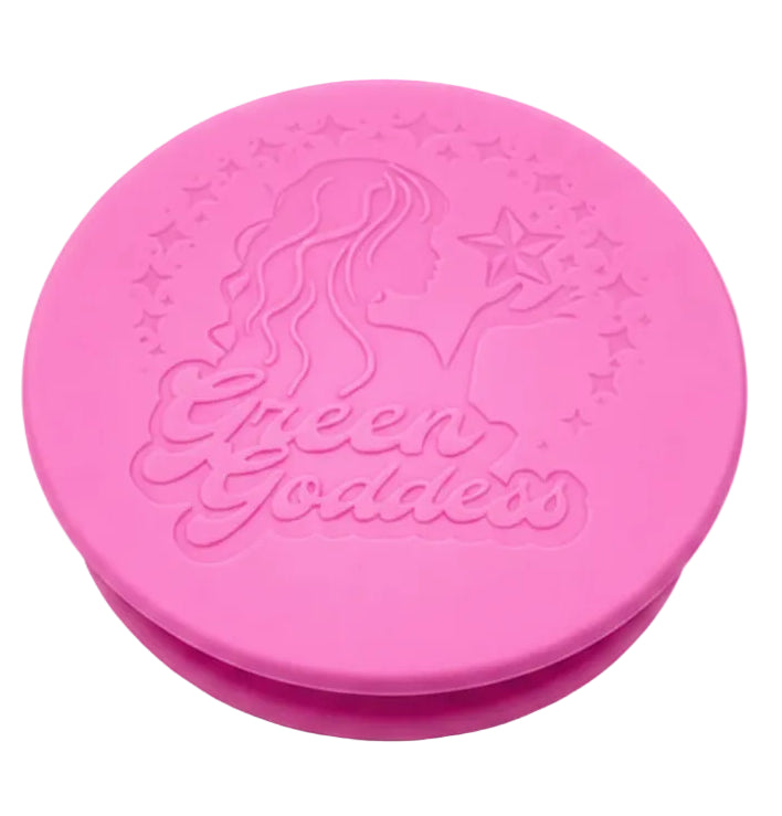 Pink circular object with 'Queen Golden' branding on a white background