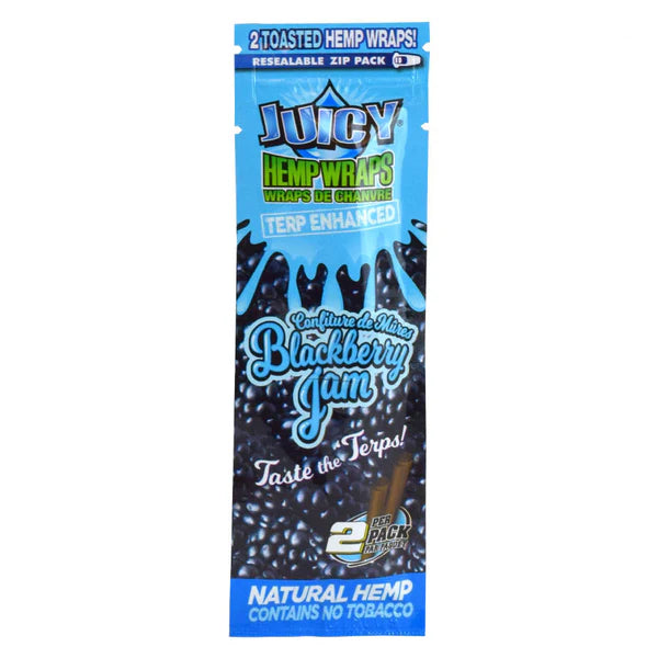 Juicy Jay’s Blackberry Jam hemp wraps pack, terp enhanced, natural hemp, tobacco-free wraps