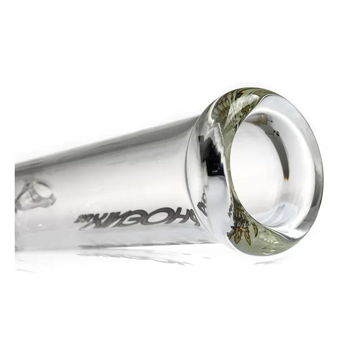 Clear glass pipe with 'Phoenix' branding on a white background