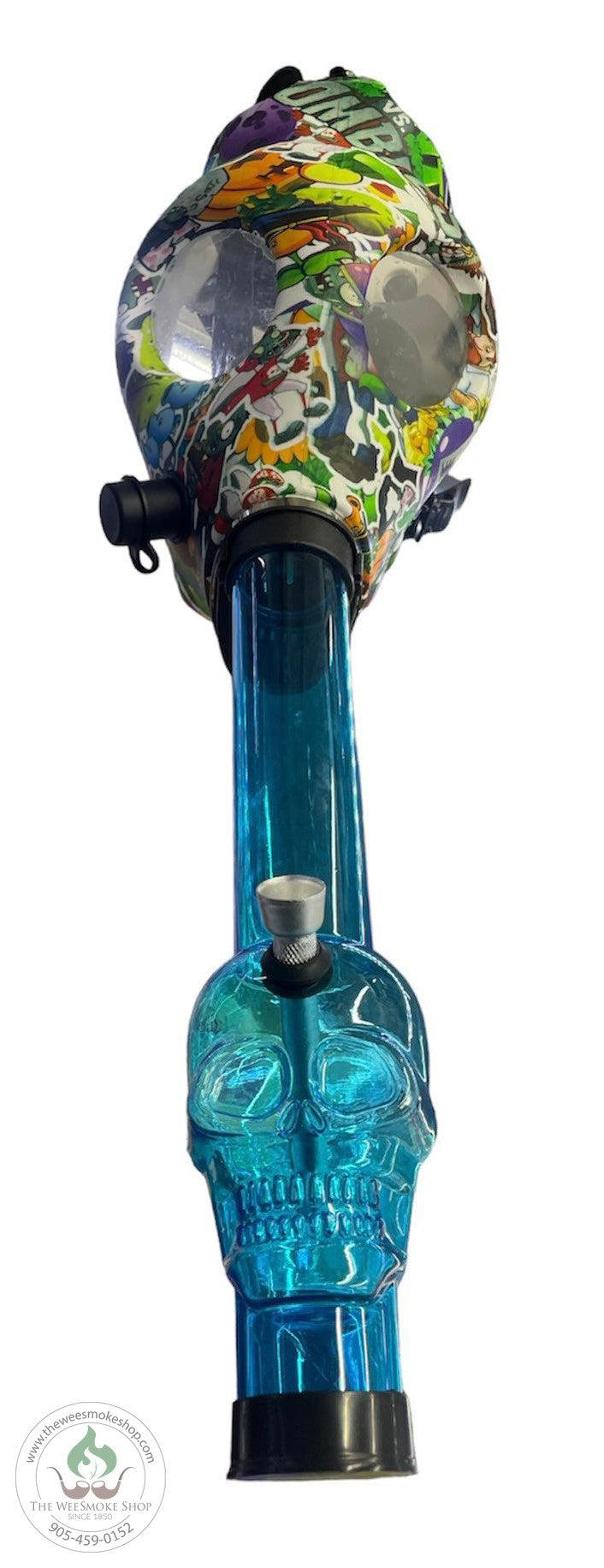 Gas Mask with Acrylic Bong-Blue-Bongs-The Wee Smoke Shop