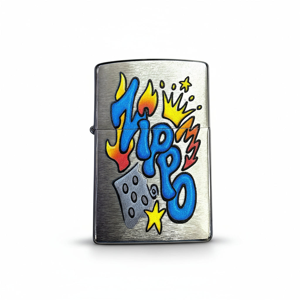 Zippo Brushed Chrome Cartoon Design - The Wee Smoke Shop