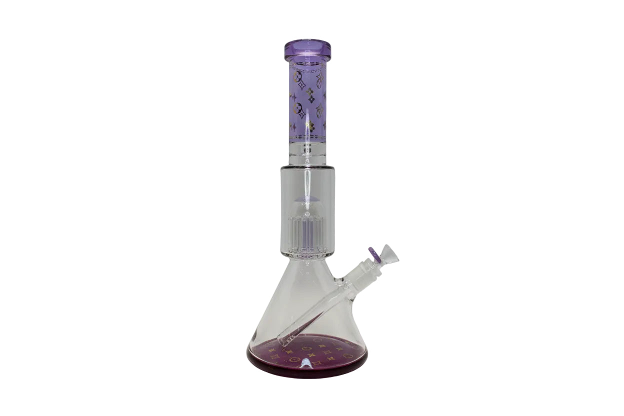 Wheel 14" 7mm Designer Beaker Bong - Purple - The Wee Smoke Shop