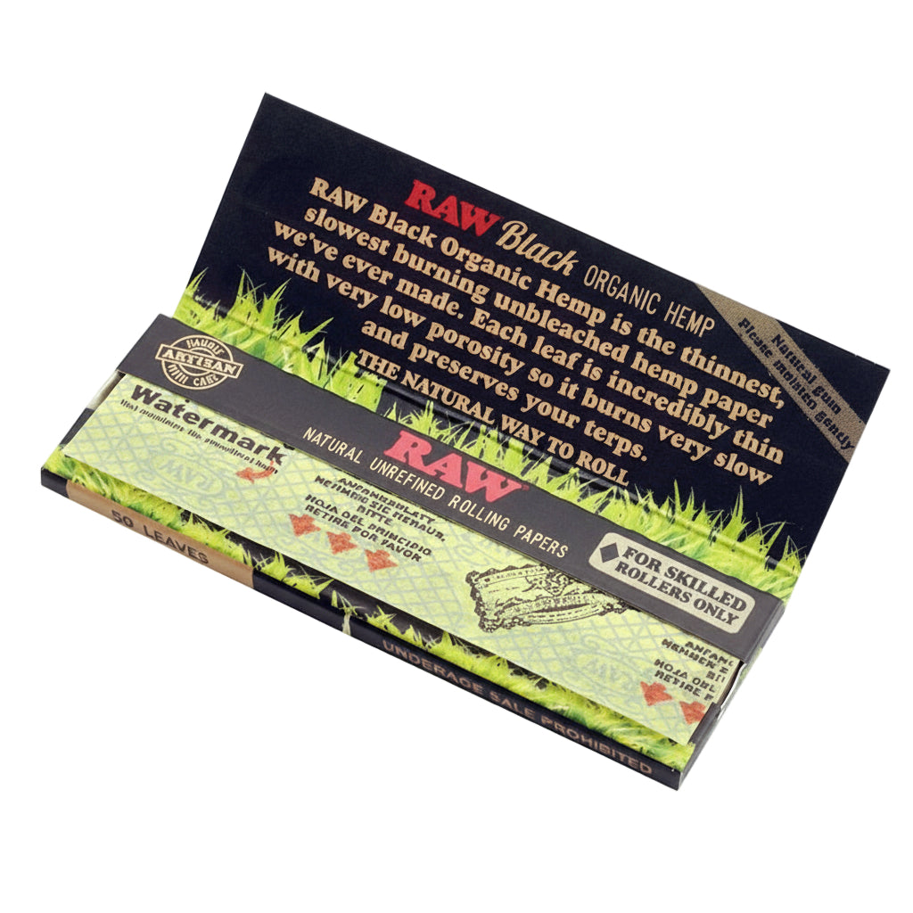 RAW Black Organic Hemp (1 1/4) Rolling Papers - The Wee Smoke Shop