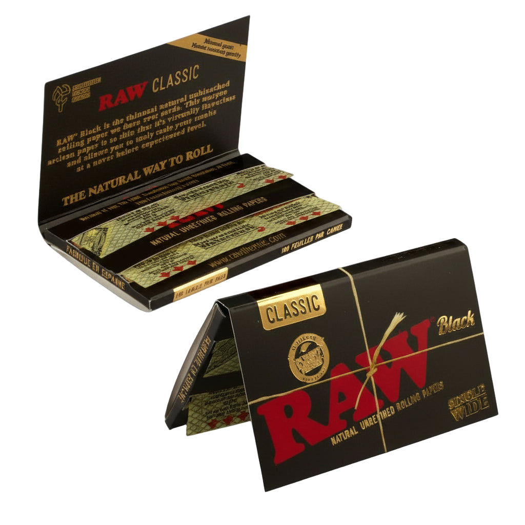 Raw Black (Single Wide) Rolling Papers - The Wee Smoke Shop