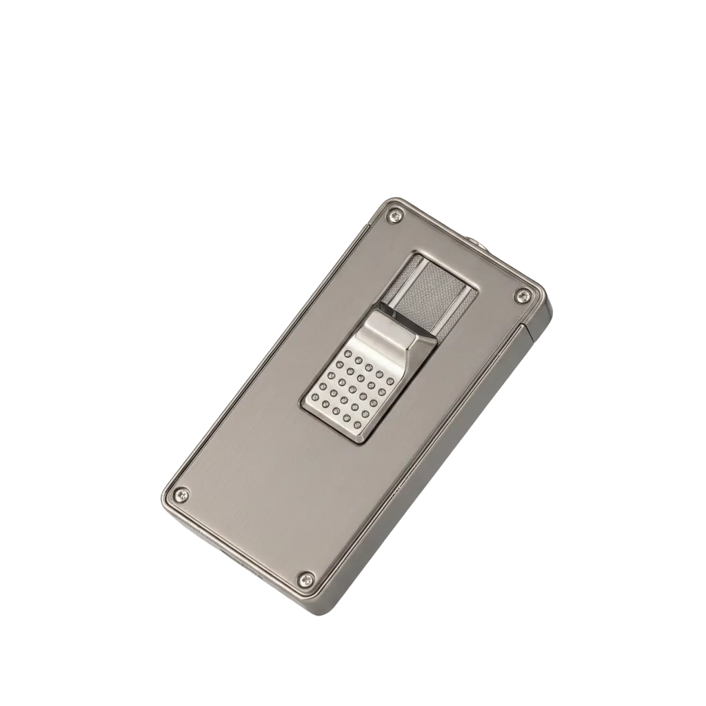 A brushed metal electronic keypad lock or access control panel with a central numeric keypad and fingerprint sensor, shown on a plain white background.