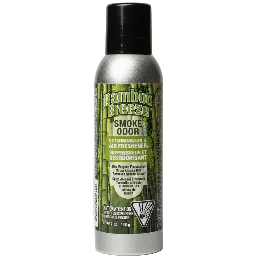 Bamboo Breeze smoke odor air freshener spray on a white background