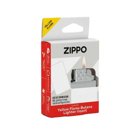 zippo yellow flame butane lighter insert packaging with refillable metal insert displayed - The Wee Smoke Shop