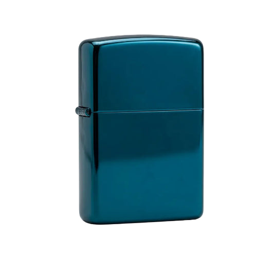 Blue Zippo lighter on a white background