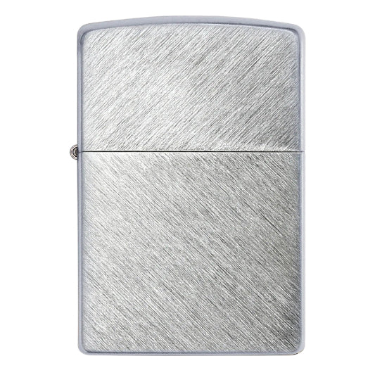 Zippo chrome herringbone lighter, brushed metal texture Zippo lighter, silver windproof refillable Zippo metal lighter - The Wee Smoke Shop