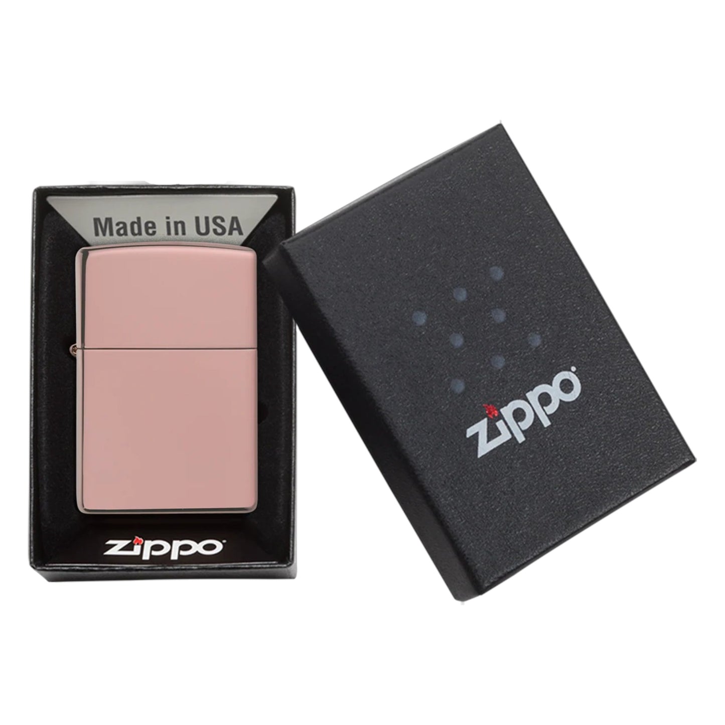 zippo high polish rose gold lighter shiny metallic finish windproof - The Wee Smoke Shop