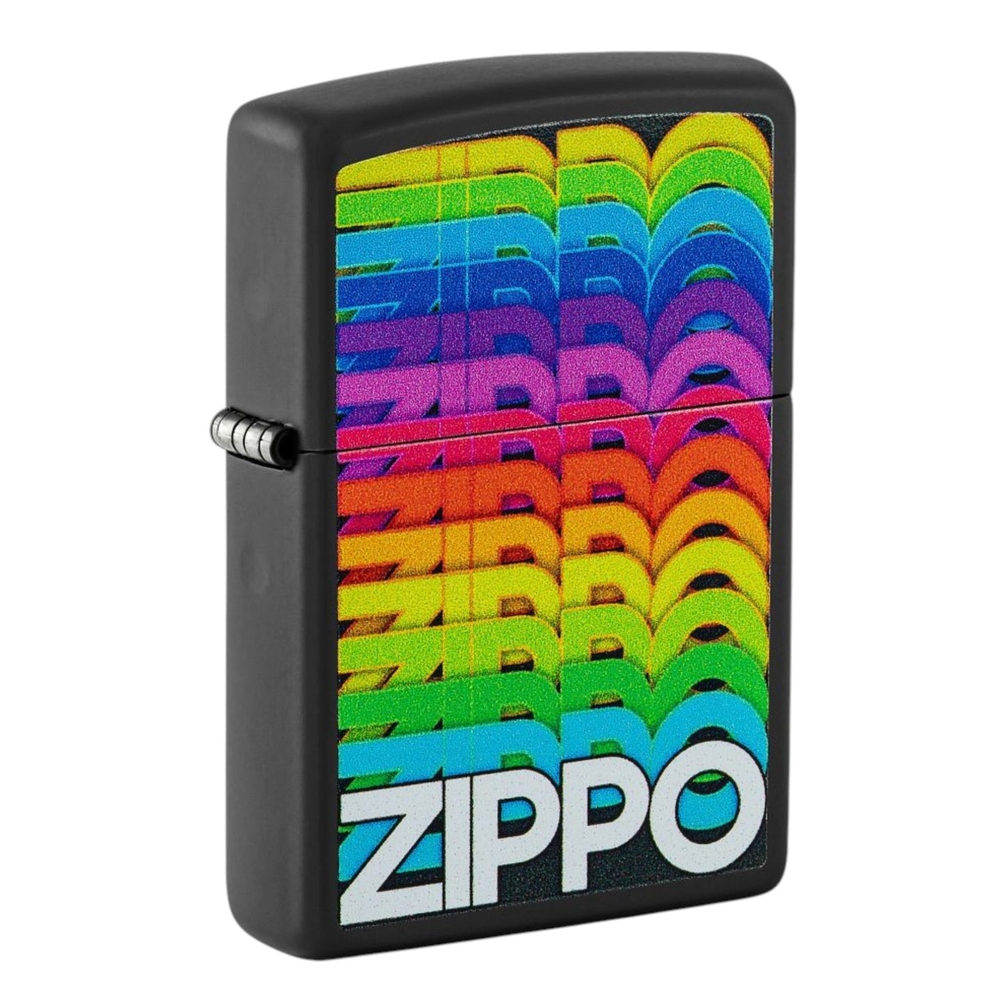 matte black zippo lighter with colorful rainbow zippo logo design - The Wee Smoke Shop