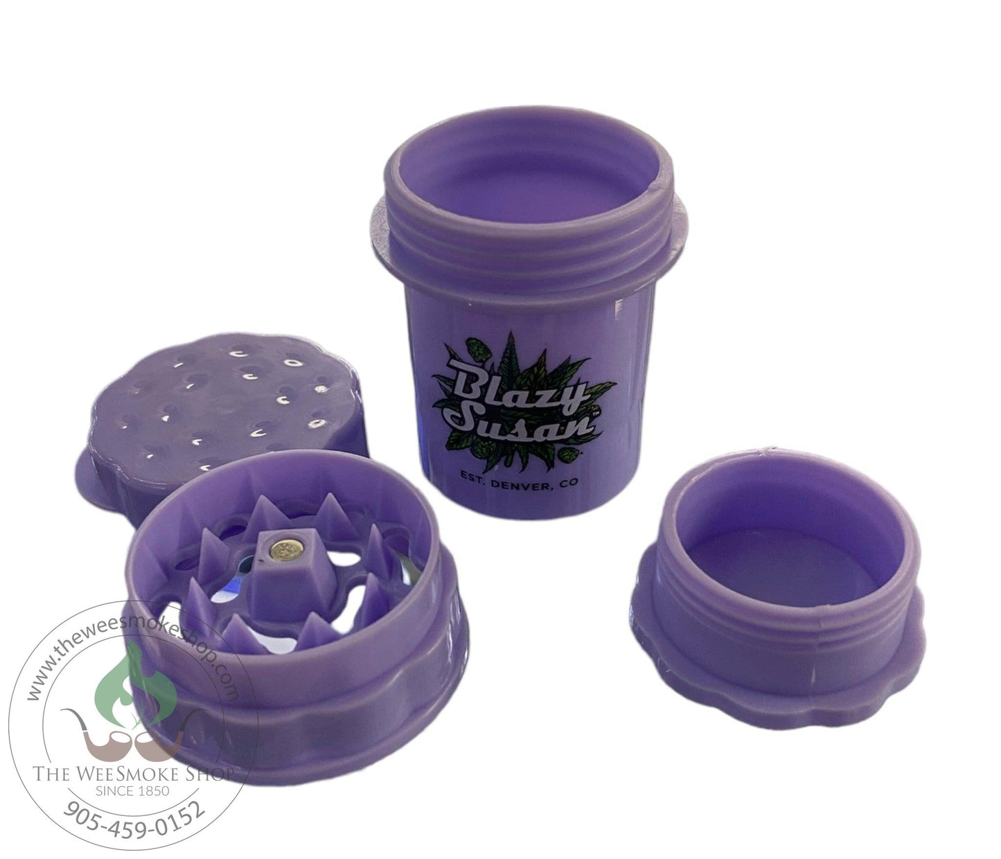 '-BSmall Purple-Blazy Susan 4-Part Herb Saver Grinder-The Wee Smoke Shop
