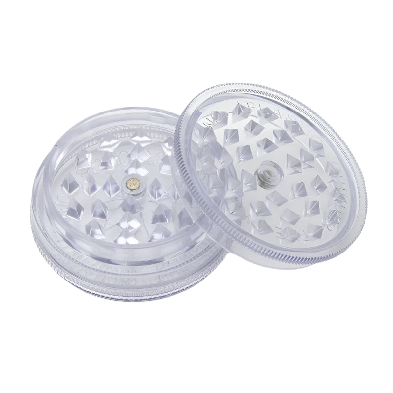 Buddies Clear 2 Part Plastic Grinders - White - The Wee Smoke Shop