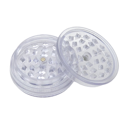 Buddies Clear 2 Part Plastic Grinders - White - The Wee Smoke Shop