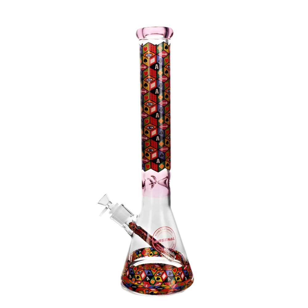 Arsenal Royal Deck Glass 17" Bong (7MM) - Pink - The Wee Smoke Shop