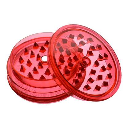 Buddies Clear 2 Part Plastic Grinders - Red - The Wee Smoke Shop