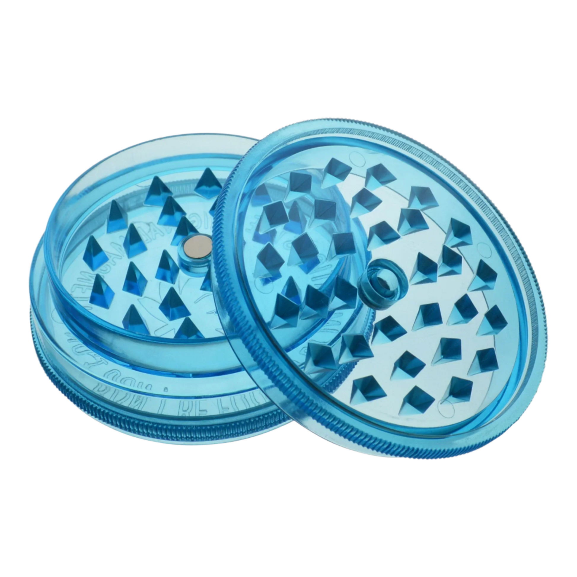 Buddies Clear 2 Part Plastic Grinders - Blue - The Wee Smoke Shop