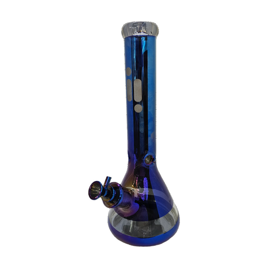 Blue Infyniti 14" 7mm Chrome Beaker Bong - Glass Bong - The Wee Smoke Shop