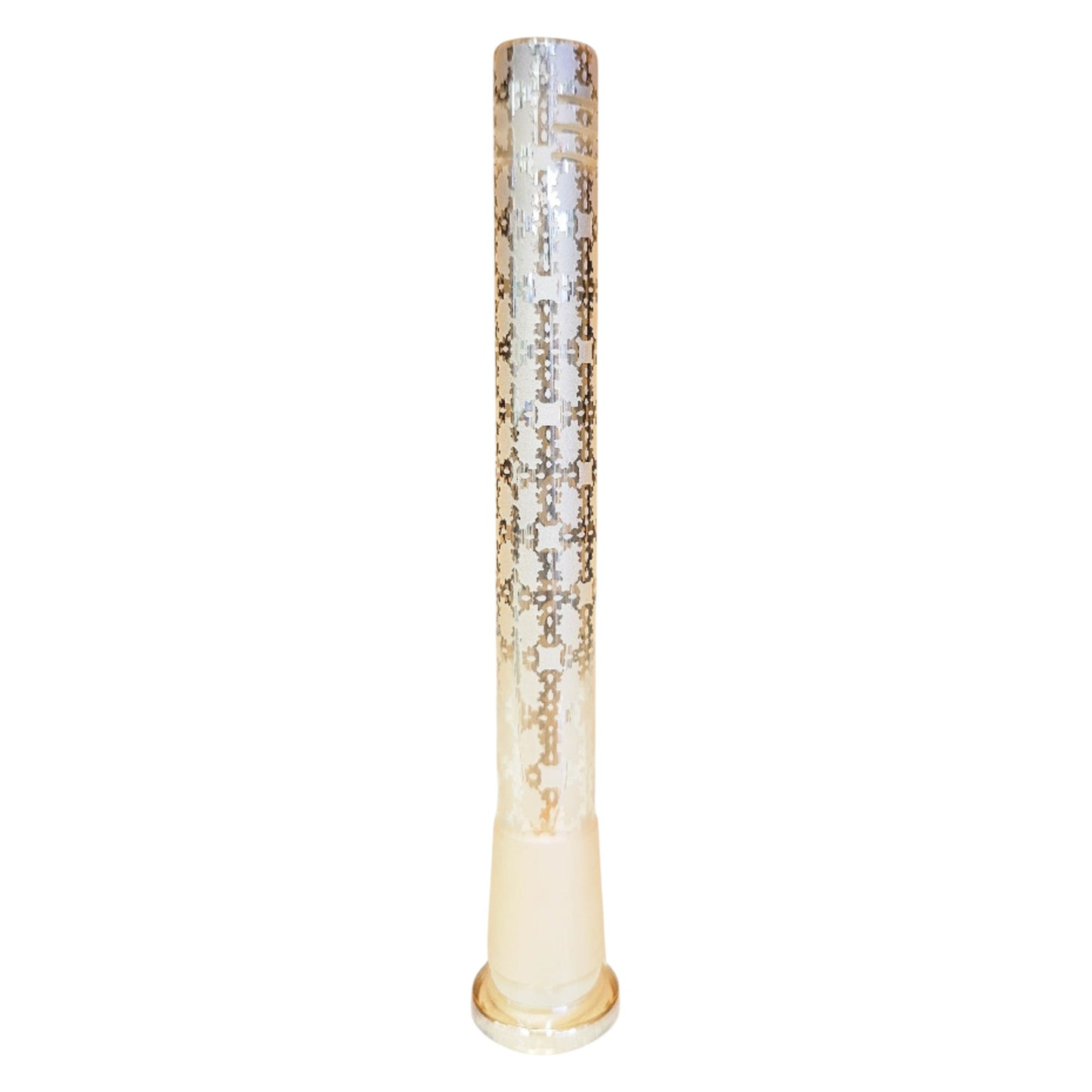 Cheech 14mm 4.5 inch glass bong downstem with gold patterned electroplated finish. - The Wee Smoke Shop