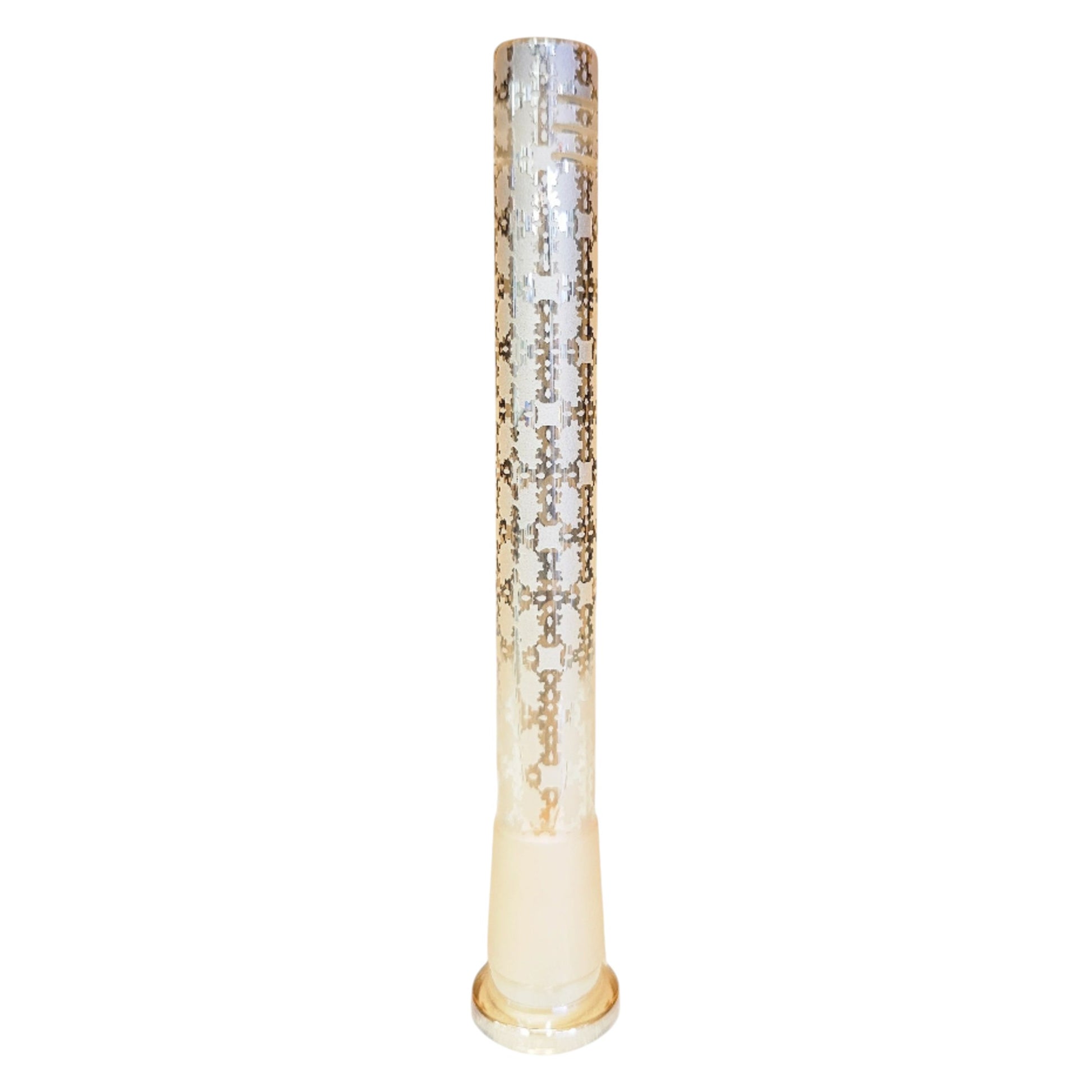 Cheech 14mm 4.5 inch glass bong downstem with gold patterned electroplated finish. - The Wee Smoke Shop