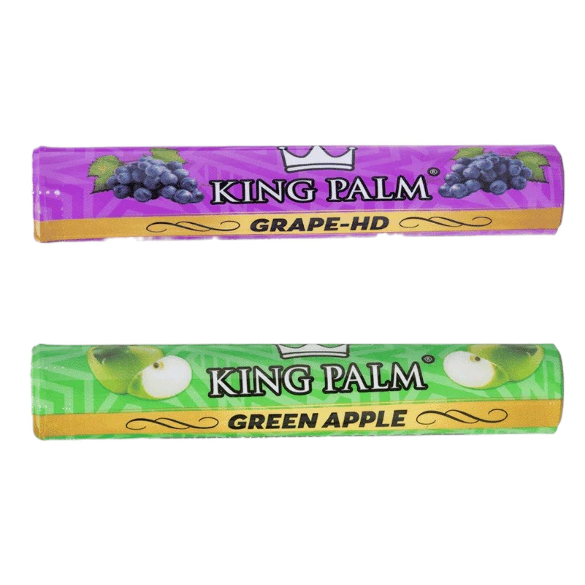King Palm Mini Rolls Green Apple and Grape HD, palm leaf pre rolls, terpene infused, 1 gram capacity, tobacco-free