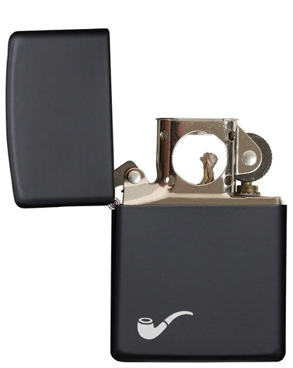 Zippo Black Matte Pipe Open -Zippo Lighter-The Wee Smoke Shop