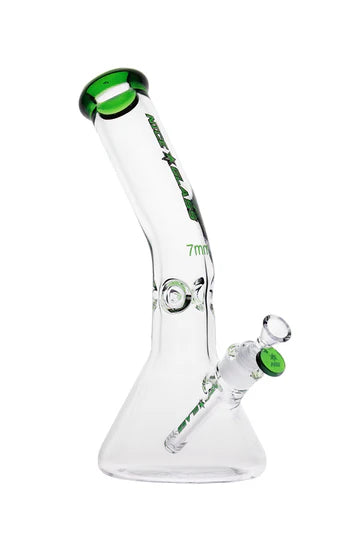 Nice Glass 12" 7mm Bent Neck Beaker Bong Green- The Wee Smoke Shop 