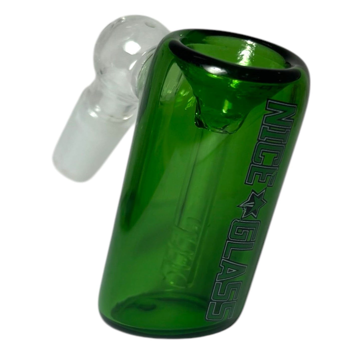 Full Color Cylinder Ash Catcher (14mm) 45° - Green - The Wee Smoke Shop