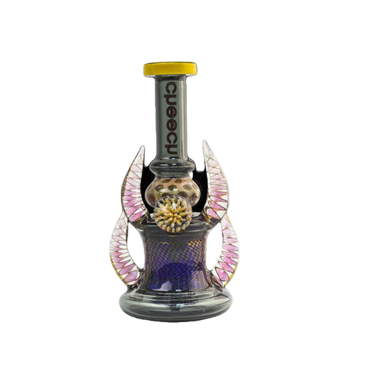 Cheech 8" Rig With Horns - Blue/Yellow - The Wee Smoke Shop