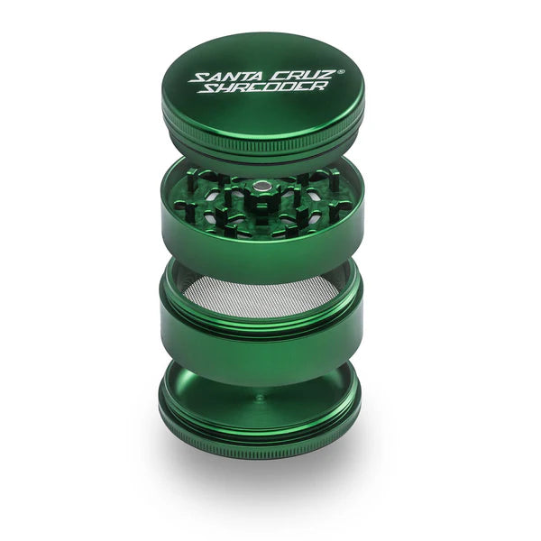 Green Santa Cruz Shredder grinder on a white background - The Wee Smoke Shop