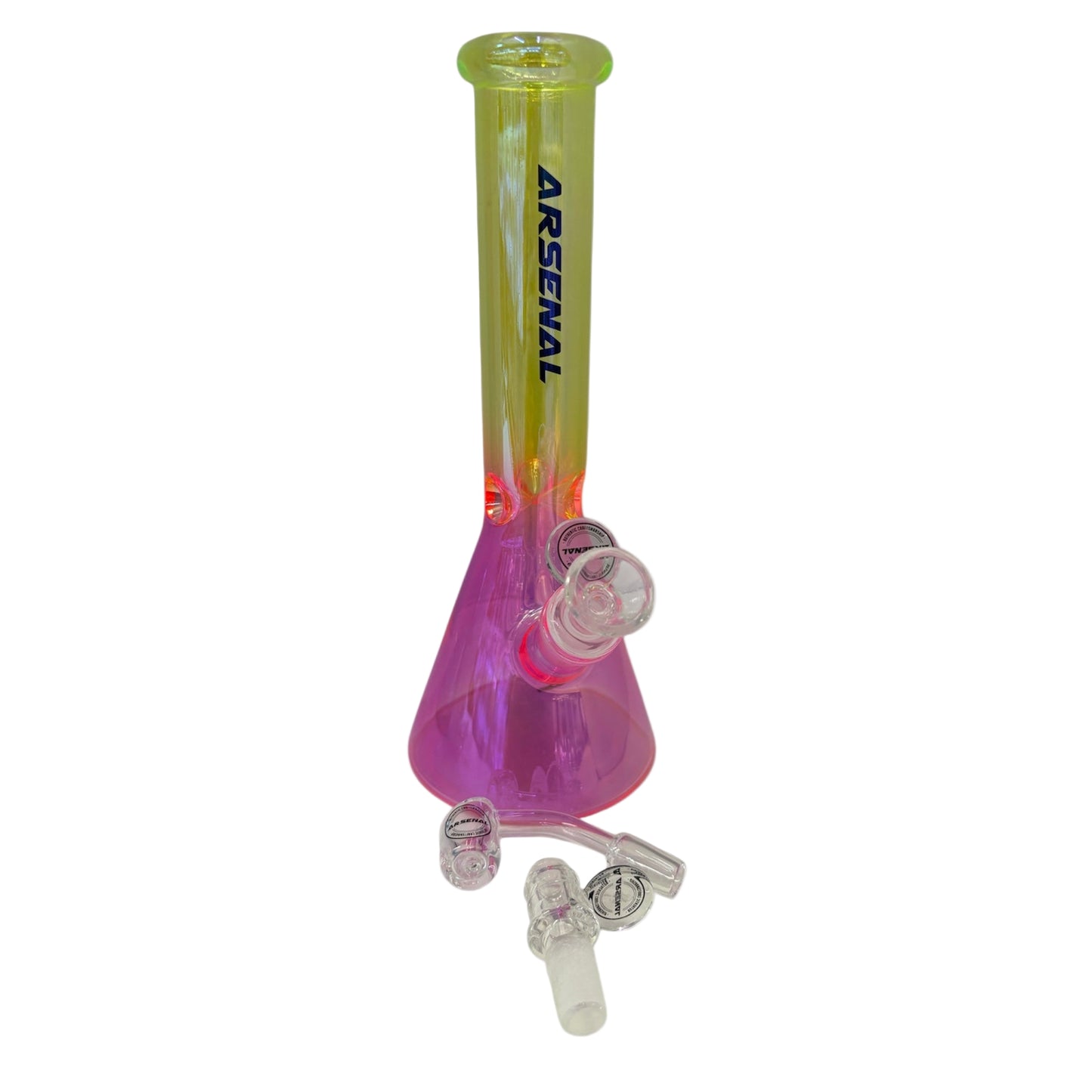 Arsenal 10" 5mm Ombre Bong Kit - Yellow/Pink - The Wee Smoke Shop