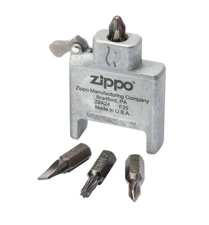 Zippo Bit Safe screwdriver insert kit with interchangeable bits, Zippo multi-tool lighter insert and repair accessories - The Wee Smoke Shop