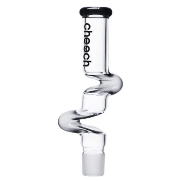 Clear glass Cheech wavy chamber bong attachment with S-curve design and joint connection