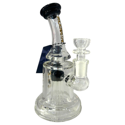 Clear glass water pipe with black top on a white background - The Wee Smoke Shop