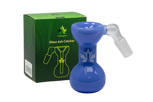 Blue - Maple Glass 14mm 45 Degree Ash Catcher - The Wee Smoke Shop