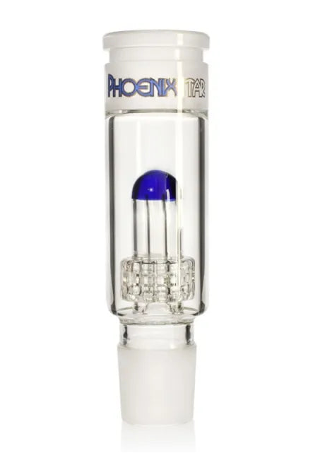 Glass smoking accessory with 'Phoenix' branding on a white background