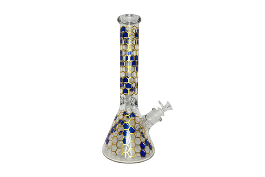 Wheel 14" 7mm Honeycomb Beaker Bong - Blue - The Wee Smoke Shop