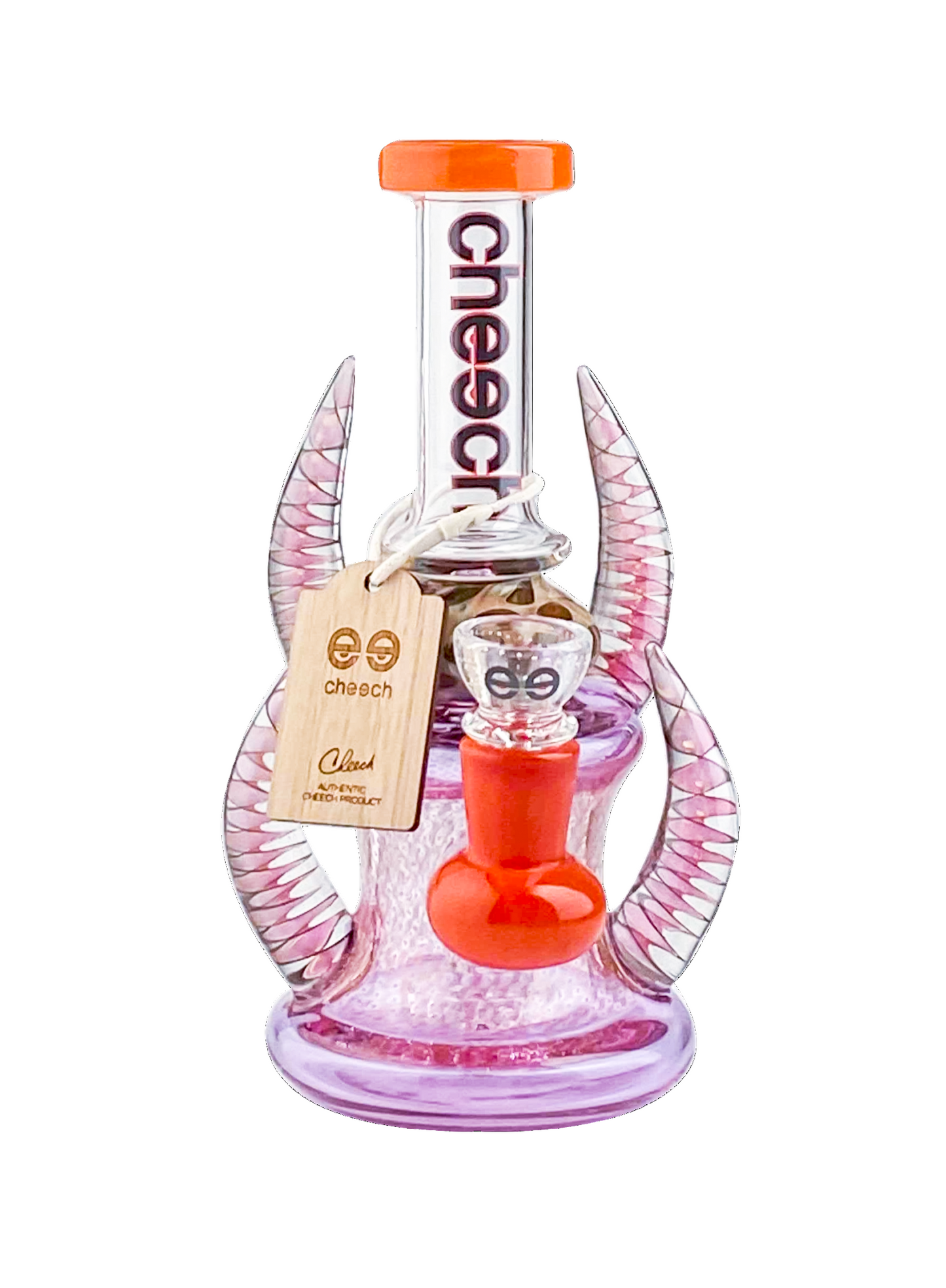 Cheech 8" Rig With Horns - Orange/Pink - The Wee Smoke Shop
