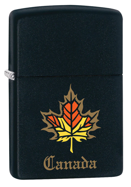 Zippo Matte Black Maple Leaf-The Wee Smoke Shop