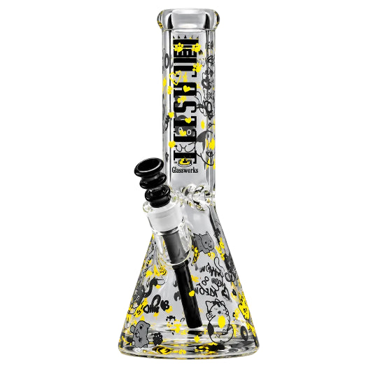 Castle Glass 12" KITTY CAT BONG (9mm) on white background
