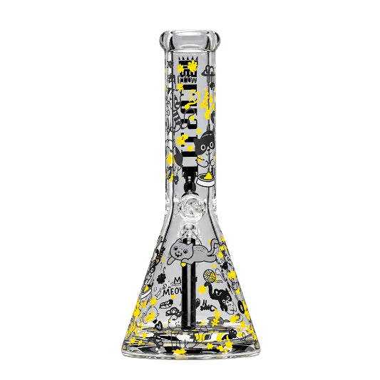 Castle Glass 12" KITTY CAT BONG (9mm) on white background