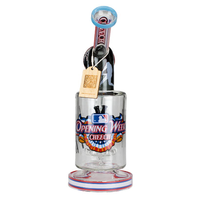 Cheech Baseball Theme 12" bong on white background