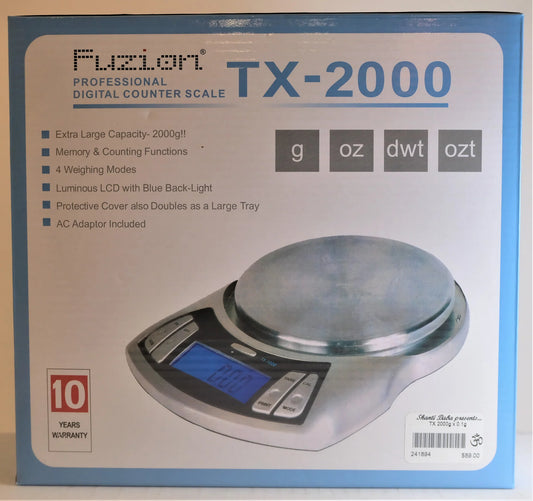 Fuzion Professional Digital Scale 2000g - 0.01g [TX-2000] - The Wee Smoke Shop