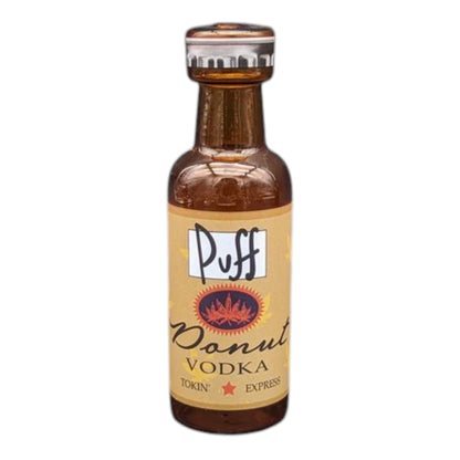Brown vodka-style bottle hand pipe with front label design. The Wee Smoke Shop