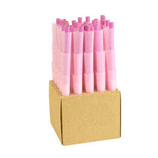 Box of pink elements cones on a white background