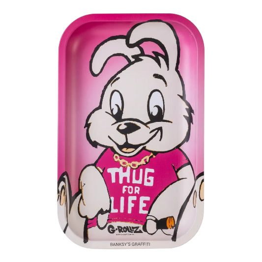 Featuring G-Rollz Thug Life Bunny Medium Rolling Tray on white background