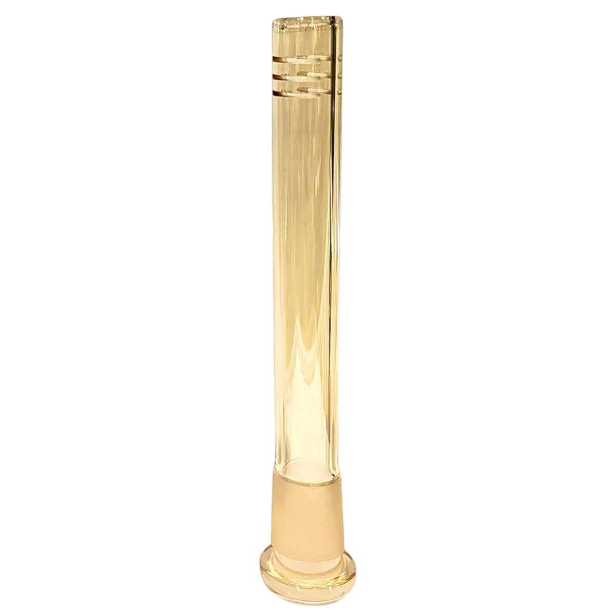 Gold electroplated glass bong downstem with colour-shifting finish and 14mm frosted joint.-The Wee Smoke Shop
